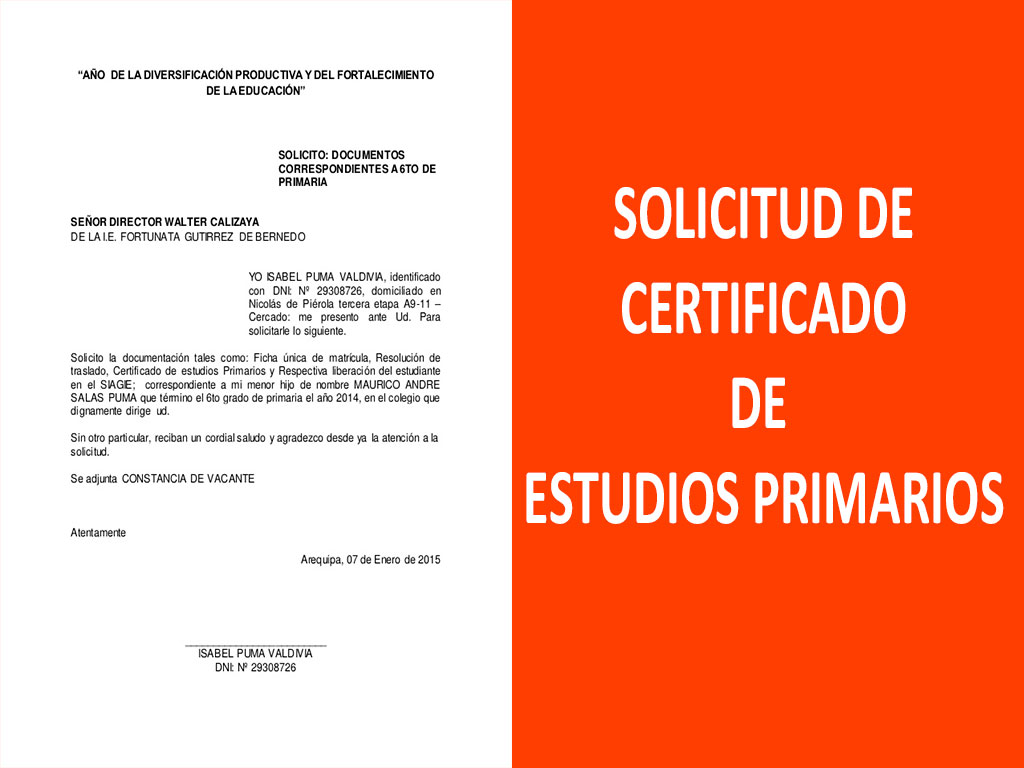 Modelo de solicitud de certificado de estudios primarios