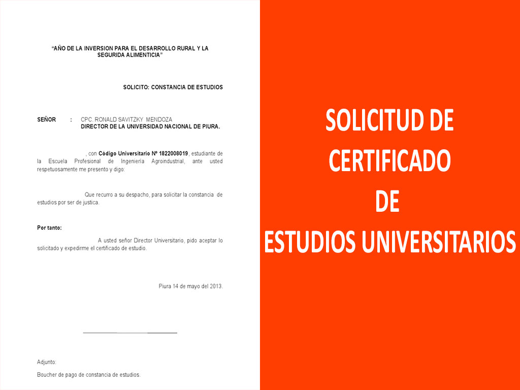 Modelo de solicitud de certificado de estudios universitarios